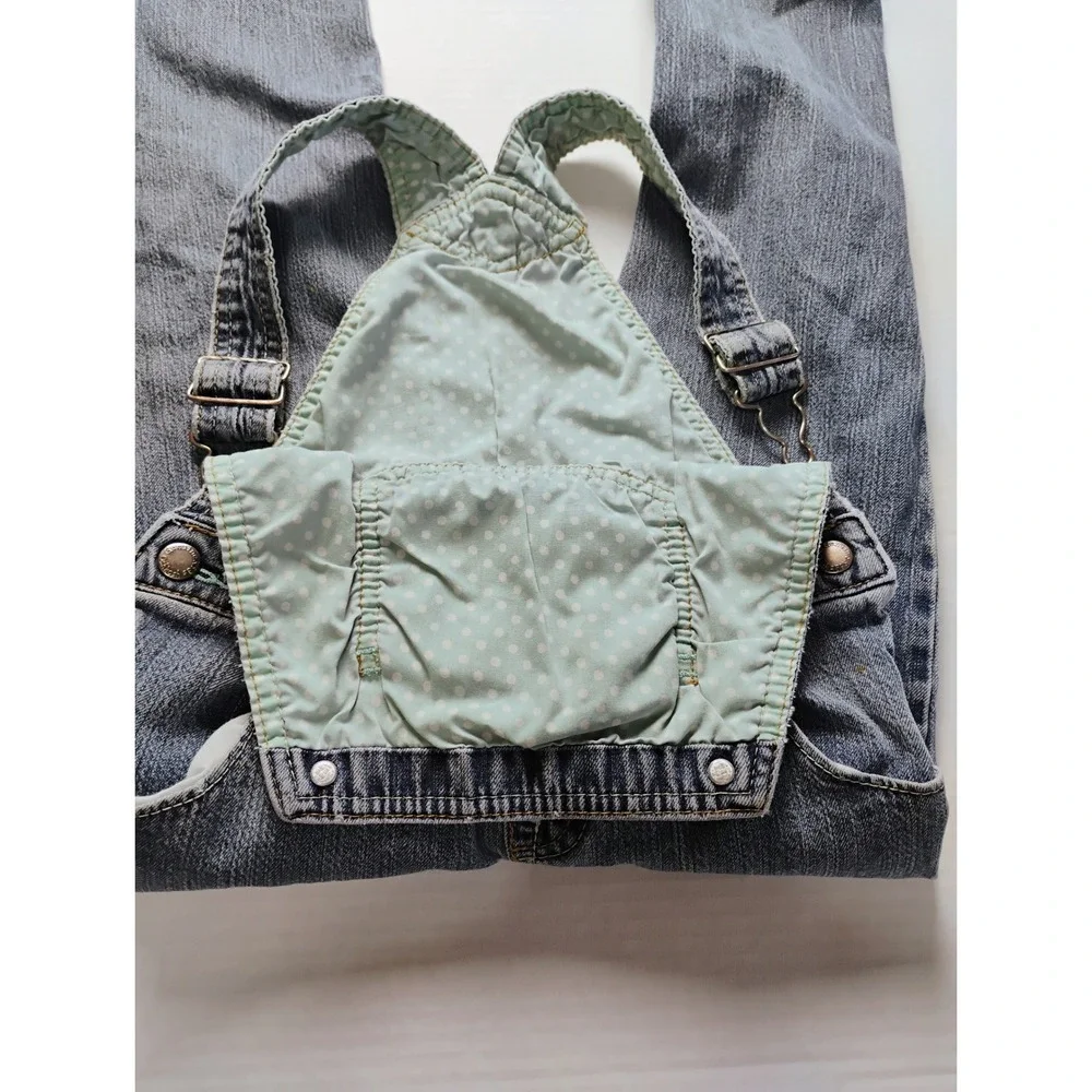 Vintage Y2K OshKosh B'Gosh Overalls Girls 5T Denim Floral Embroidered Bib Jumper